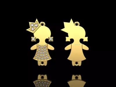 family pendant bracelet charm girl model 905 3D print model