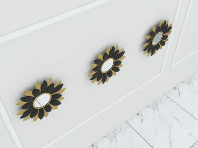 Decorative Metal Mirror plants with gold   M 16 3D model