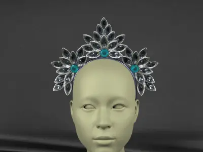 Headband 2 headpiece with crystals 3D model