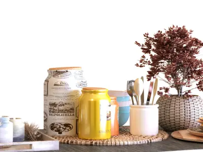 table decoration set 007 Low-poly 3D model