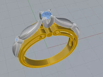 Elegant Diamond Ring Jewelry  Gold 3D print model