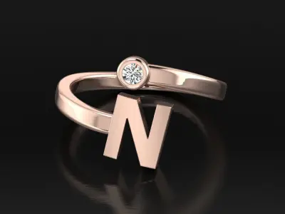 Jewelry Alphabet Ring N 3D print model
