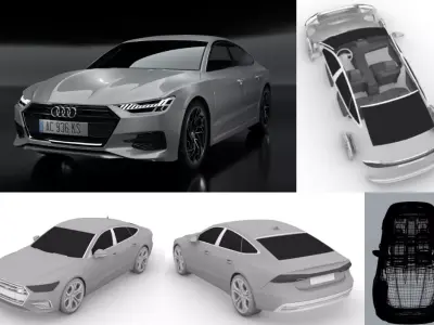 New Car Model Audi A7 Sportback  Low-poly 3D model