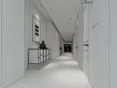 Hotel hallway 3D model