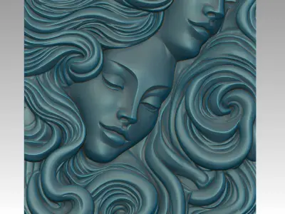 Serenity in Motion  Bas-Relief Sculpture 3D Model 3D print model