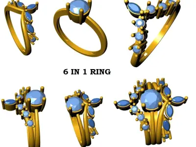6 IN 1 Ring 3D print model