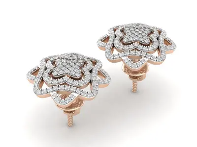 AV 320 Ladies Cluster Flower Micro Pave Stud Earrings 3D print model