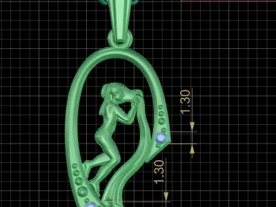 Aquarius Flow Golden Water Bearer Pendant 3D print model