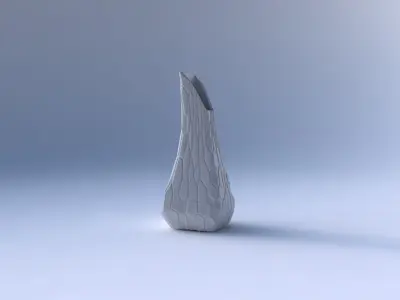 Vase top bent rectangle 2 with organic cells 3D print model