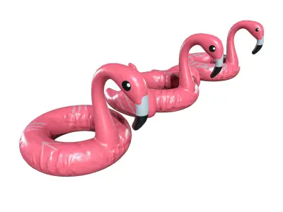  Flamingo Pool Float Pack Low-poly 3D model