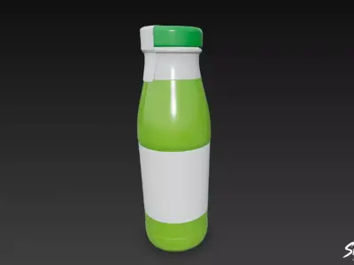 Green Juice Bottle Low-poly 3D model