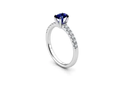 ZDR032 sapphire and diamond engagement ring 3D print model