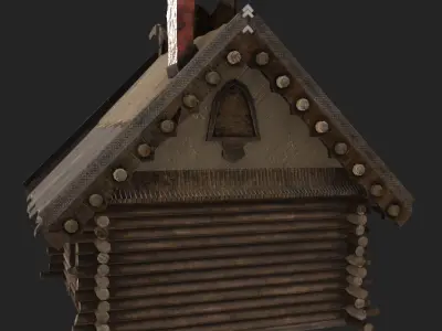  The hut of hunter or an ordinary house in an old village Low-poly 3D model