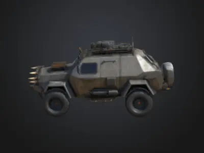 Post-Apocalyptic Battle Vehicle Wasteland Crusher 3D model