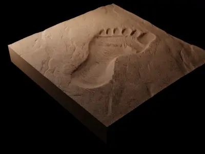 Bigfoot Footprint CNC 3d Print High Relief Sand Casting 3D print model
