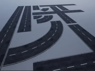 Modular Patched Road pack PBR Low-poly 3D model