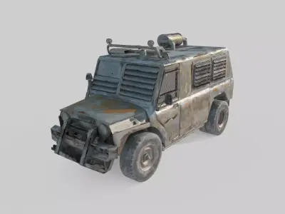 Apocalyptic-style modified armored jeep 3D model