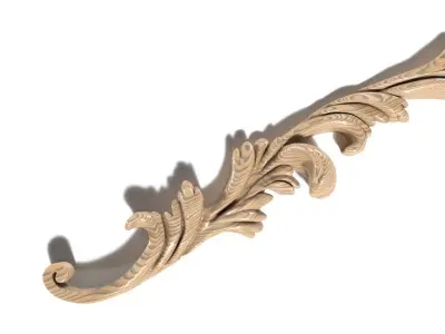 Cartouche-013 gold ornate cabinet pull 3D model