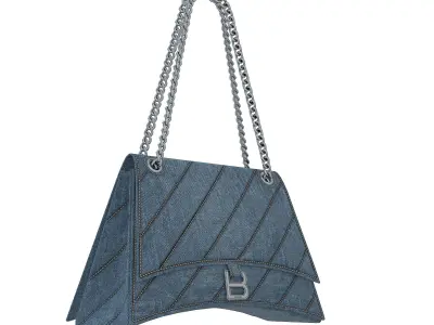 Balenciaga Crush Medium Chain Bag Quilted Denim Low-poly 3D model