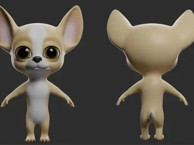 Chihuahua Dog Cartoon Low-poly 3D model