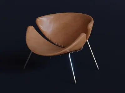 Mid-Century Orange Slice Chair Low-poly 3D model