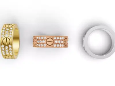 LOVE Ring Classic paved 15mm-20mm 3D print model