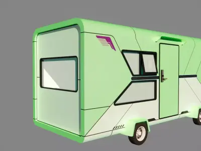 Futuristic Green Caravan Low-poly 3D model