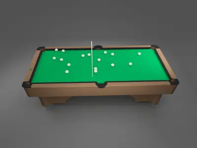 billiard pool table with balls Low-poly 3D model