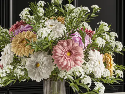 Flower Set 021 Gerbera Chrysanthemum 3D model