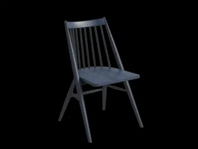 Blue Paint Wooden Chair Low-poly 3D model