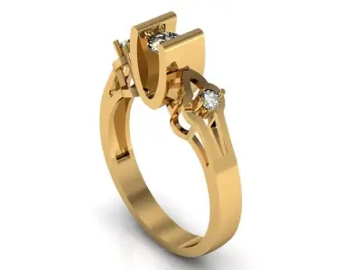 Solitaire ring 3D print model 26