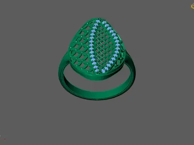 Women Ring With Stone Diamond Ready STL 3DM Models Womens Rings 3D print model 8