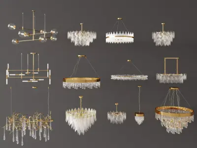 Luxury Chandeliers Set   PBR Textures  Interior Lighting Models 3D model