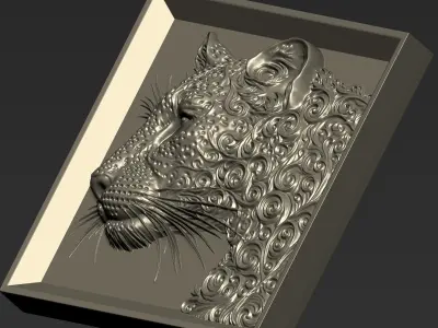 Decorated Leopard Head A71 3D print model