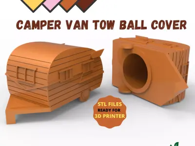 Camper Van Tow Ball Cover Cap Design 2 3D print model