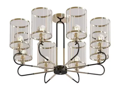 konrad light chandelier in brass and clear glass 3D model