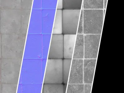 Pavement Materials 105- Concrete Paving - Sbsar Pbr 4k Seamless Texture