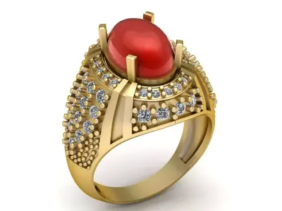 HIP HOP RED RUBY  RING 3D PRINTABLE MODEL  3D print model