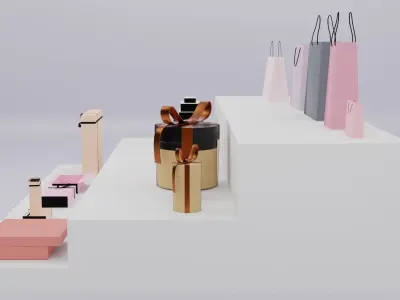 Gift Boxes and Paper Bag 3D model