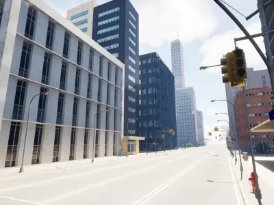 City Downtown Skyscraper Street - Unreal - Lot 09 Low-poly 3D model