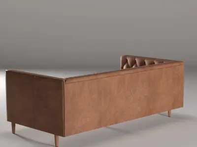 Four Hands Williams Leather Sofa - Natural Washed Chocolate 3D model