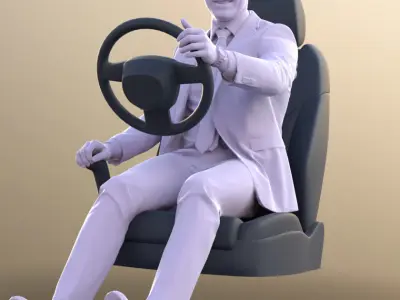 Robb 10953 - Business Man Driving A Car 3D model