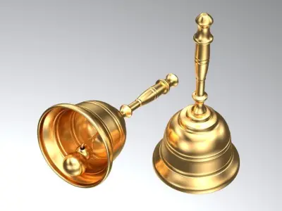 Gold Bell with Handle Free 3D model