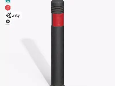 Traffic Bollard C Low-poly 3D model