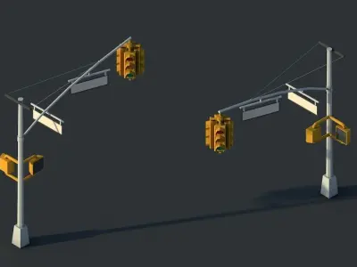 Cartoon Low Poly Brooklyn Trafficlight Low-poly 3D model