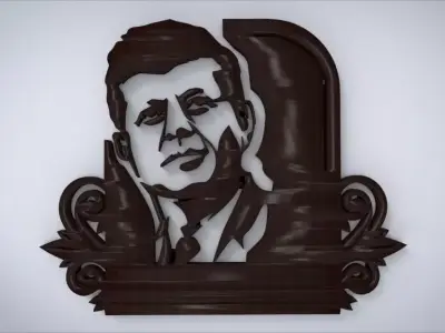 Wall decoration with John F Kennedy motif Low-poly 3D model