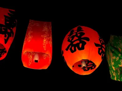  Chinese red sky lantern  3D model