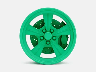 15x7 Radir Tri Ribb Wheel and Brake 3D print model