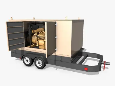 Yellow Generator on Wheels 3D model