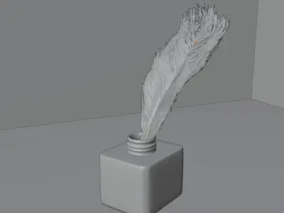 Inkwell with feather Free low-poly 3D model